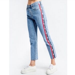 Women's Straight Leg Jeans with Side Stripe